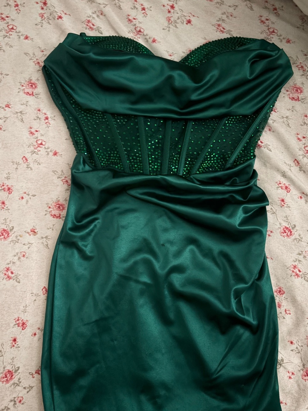 green slit corset dress